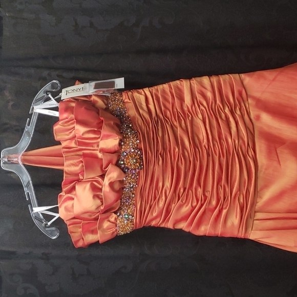 Tony Bowls Taffeta Fit & Flare Dress with Ruffle 111726 - Picture 3 of 7